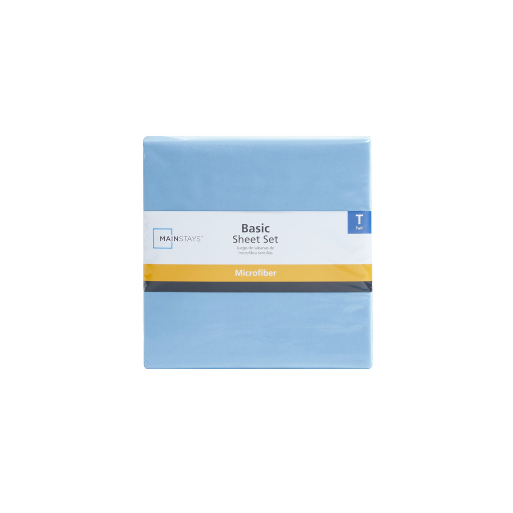 Microfiber Bed Sheet Set, Light Blue, Twin, 3 Piece - Image 3